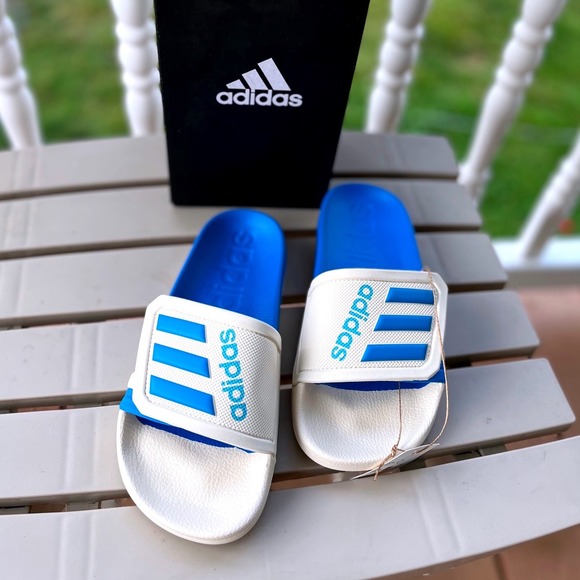 Adidas Adilette TND Slides Sandals White Blue Kids US 4 / Women's 5 New - Picture 1 of 11